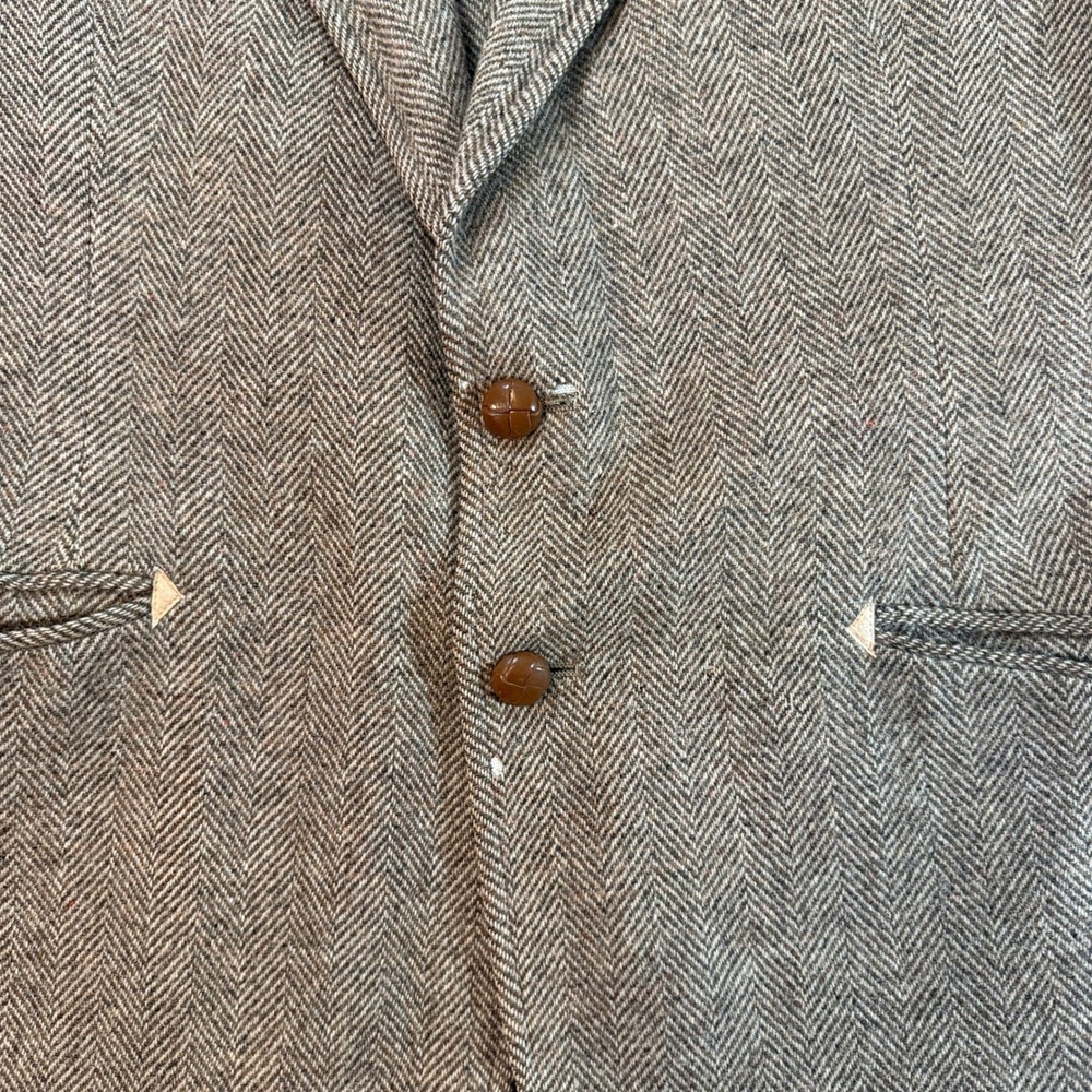 Vintage Pendleton High Grade Western Wear Wool Herringbone Blazer Brown READ - Picture 5 of 16